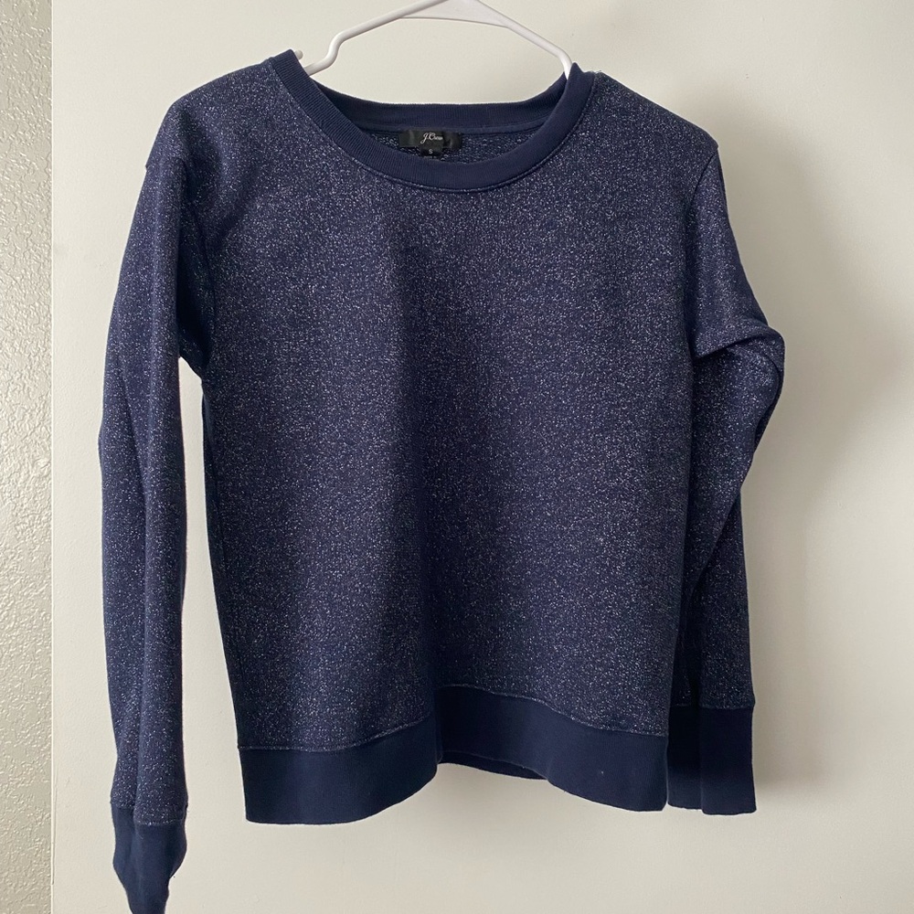 J. Crew Sparkling Navy Crew Neck Sweater